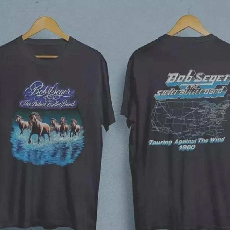 Vintage Graphic BOB SEGER 1980 Tour T-Shirt, New Gildan, 2 Side M