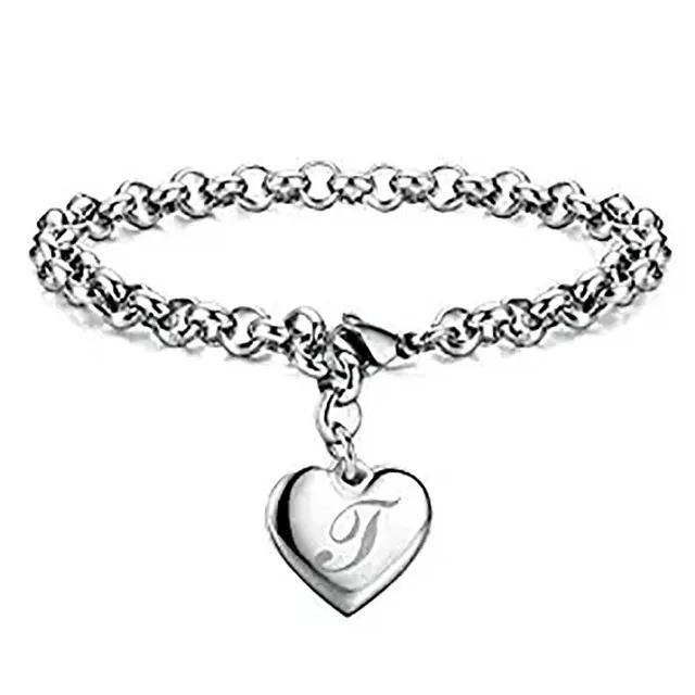 New Copper noble Heart 26 Letteres chain Bracelets for women Fashion Designer party wedding Jewelry gifts