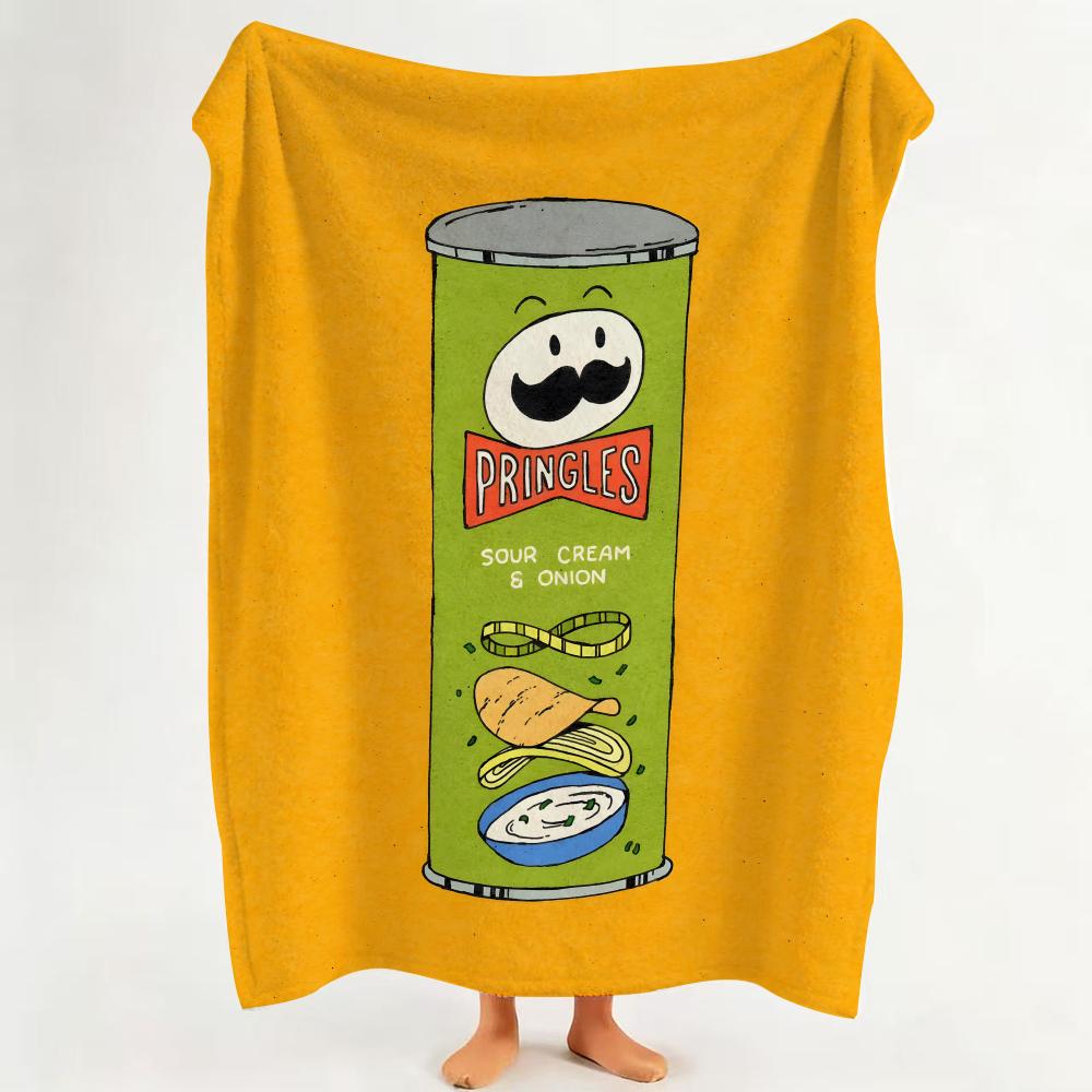 Snack P Pringles Throw Flannel Throw Blanket Suitable for Sofa Living Room Bedroom 75cmx90cm