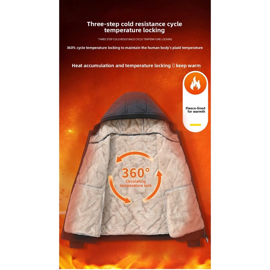 Cotton Jacket Men's Thick, Plus Size Men's Mid To Long, Down Cotton Jacket with Added Fleece and Increased Thickness for Warmth