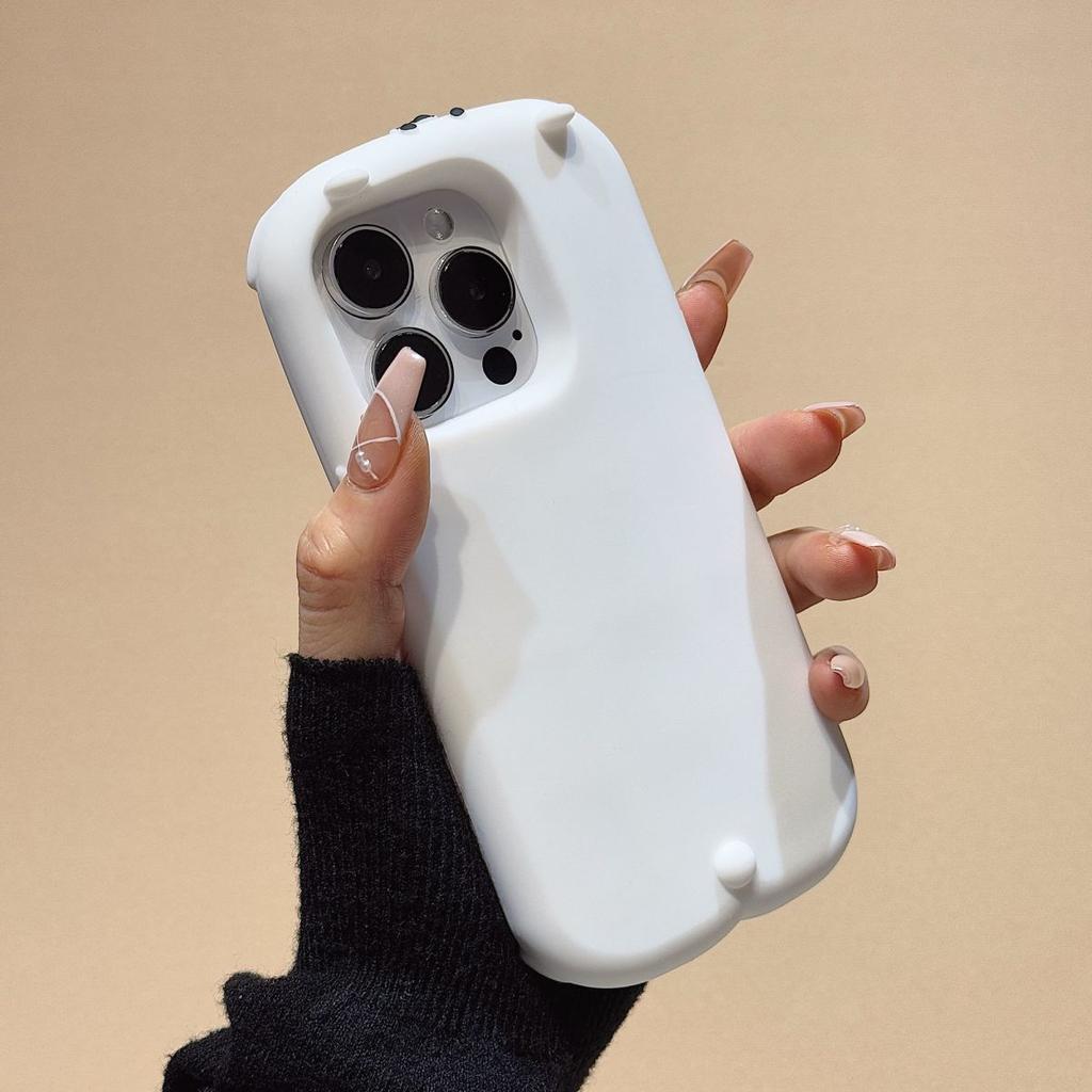 3D White Standing Self-Deprecating Bear Cute Silicone Phone Case For iPhone 16 15 14 13 12 Pro Max 11 Plus Shockproof Back Cover