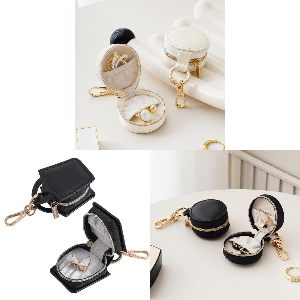 Elegant Leather Jewelry Box With Zipper For Rings And Earrings Storage Perfect For Travel And Gift Giving