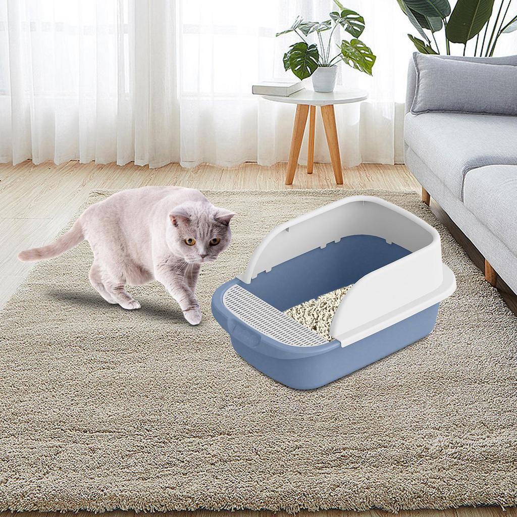 Cat Toilet Sand Box Litter Tray Semi Enclosed Easy Clean Anti Splashing for Travel Supplies