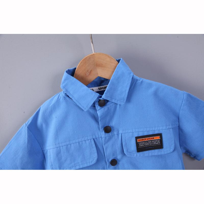 Sommerhemd Kind Kurzarmsets Kinder Freizeithose Zweiteiliges Hemdset