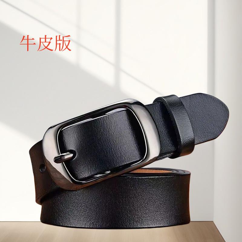 Style Chic Korean Womens Leather Belt With Eyecatching Golden Design Buckle