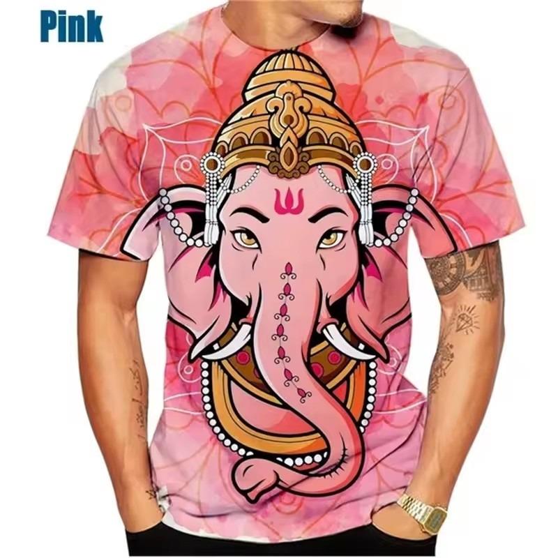 God Wisdom Ganesha T Shirts 3D Printing Hindu Ganesha Tshirt Men Apparel Short Sleeve Breathable Streetwear Tops