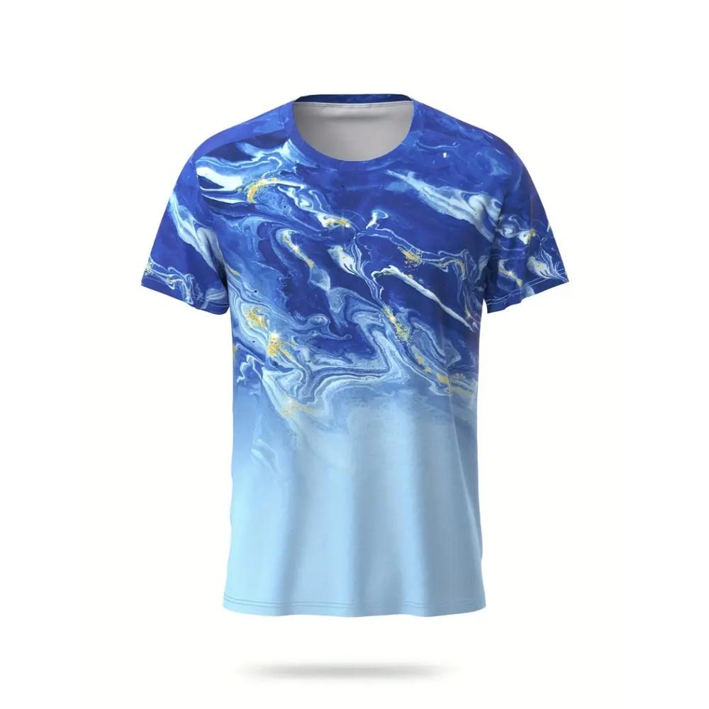 XXS-6XL Plus Size Men's T-shirt Gradient Print Summer Casual Outdoor Clothes Short Sleeve Tops Tees Men's Pullover Clothing