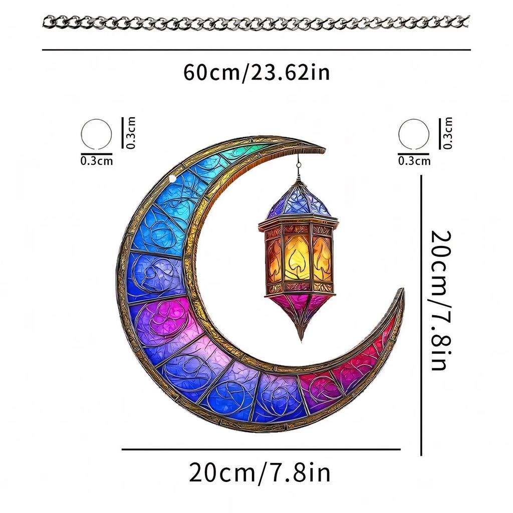 1pcs Ramadan Window Door Sign Hanging Decoration-Eid Mubarak & Happy Mawlid Al Nabi Ramadan 2D Acrylic Festival Decoration