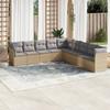Vidaxl 9-Cz. Set di Mobili da Giardino con Cuscini, Beige, Polyrattan