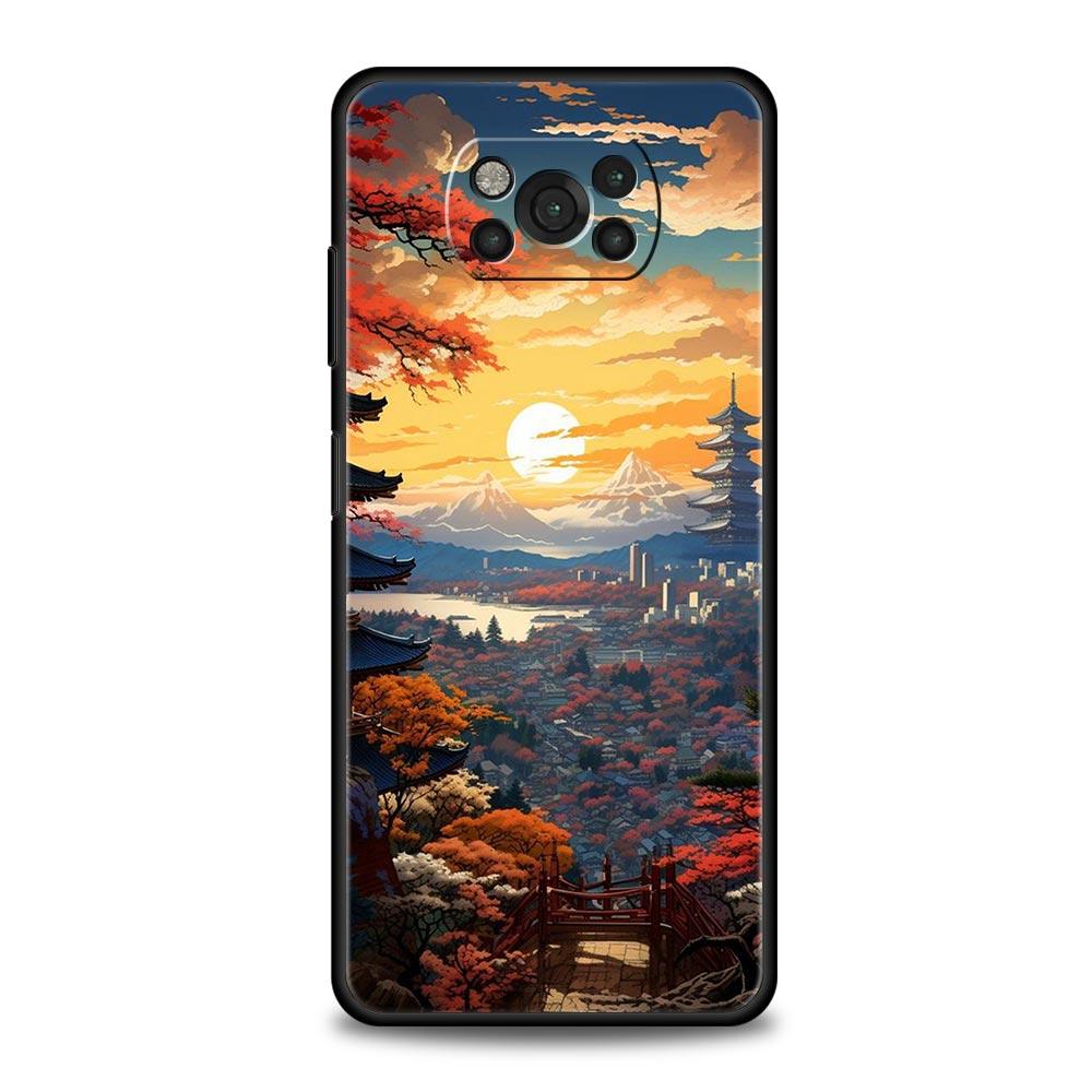 Japanese Landscape Phone Case For For Xiaomi Poco X6 X5 Pro X4 X3 NFC F5 Pro F4 F3 GT M5 M4 Pro 5G M3 C51 C50 C55 Soft Cover
