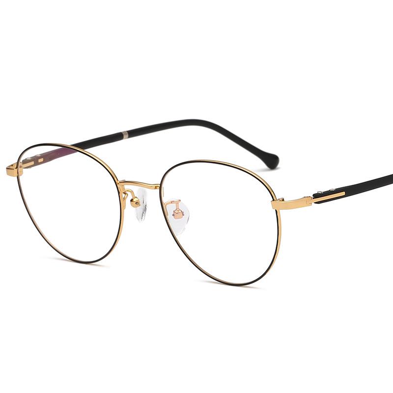 

Asha Lu Ретро Металлические Оправы для Очков - Унисекс Модные Легкие Очки для Миопии со Стальными Заушниками золотой/чёрный