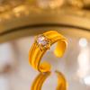 Exquisite super flash zircon ring for girls, light luxury, high-end sense opening adjustable ring, simple real gold electroplating