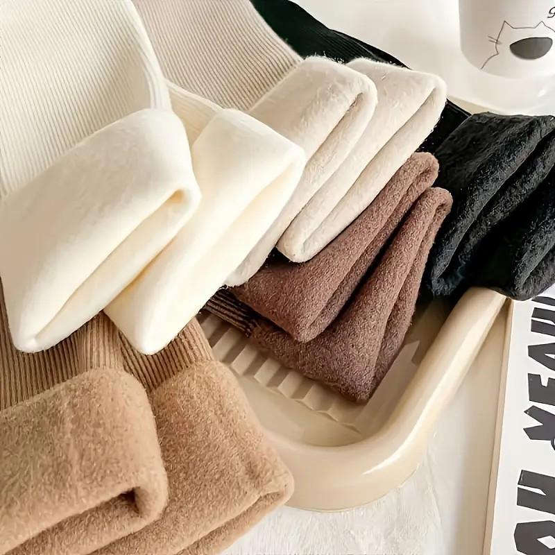 5 Pairs Women Winter Warm Socks Thick Soft and Warm Indoor Home Socks with Comfortable Plush Lining Snow Boots Ankle Socks