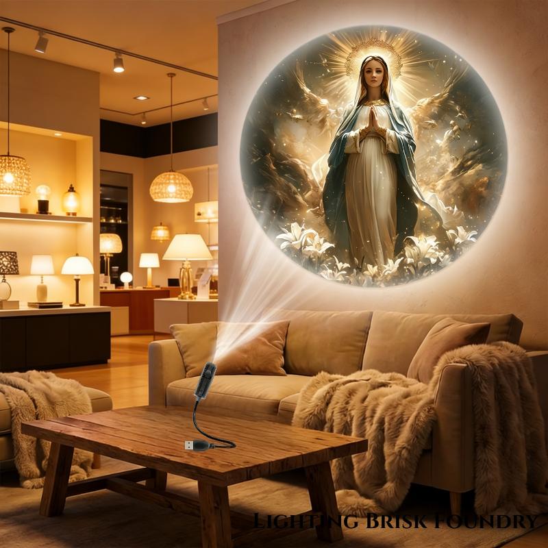 Usb Religious Projector Light 6 Patterns Church Nativity Mary Holy Led Projection Lamp Prayer Bedroom Decor Atmosphere Light