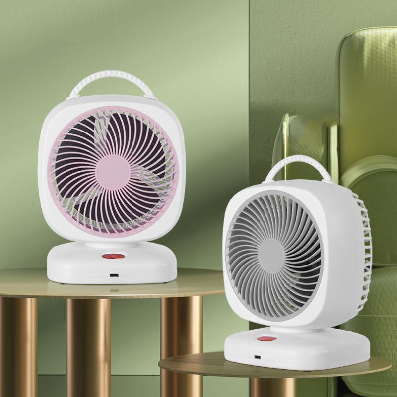 Neuer tragbarer kleiner Ventilator, doppelköpfiger, rotierender elektrischer Tischventilator, doppelschichtiger Umwälzventilator für den Haushalt