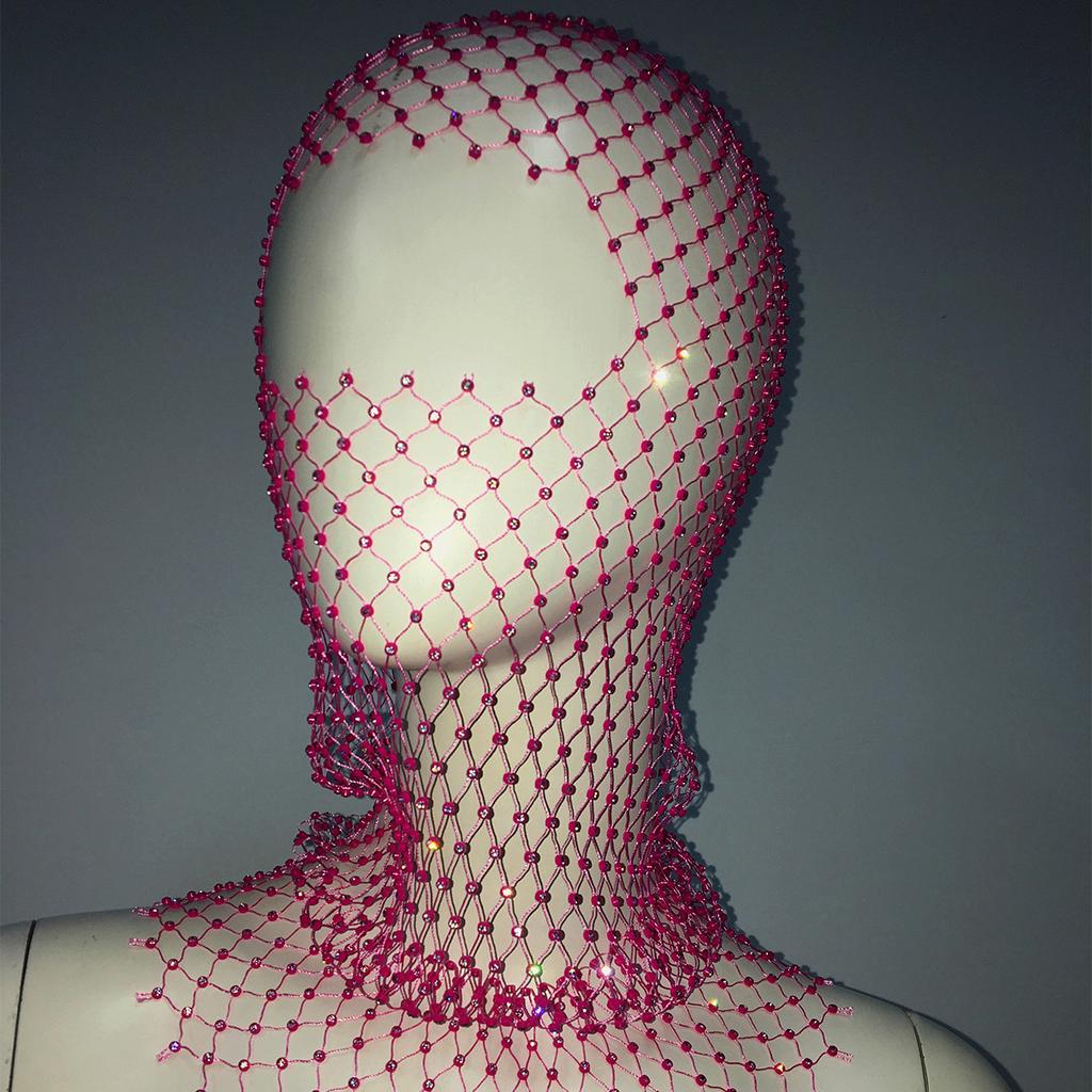 Fashion Bling Rhinestone Face Mask Full Coverage Sun Protection Stylish Face Shield Headgear