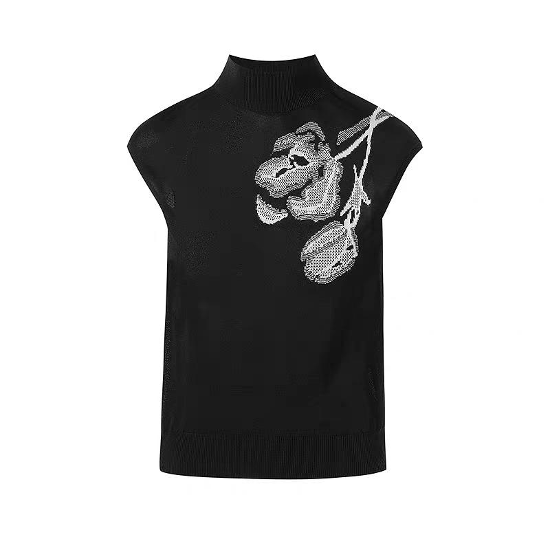 

Lang Z Women s High-End 2025 Autumn Chinese Style Knit Top with Short Sleeves and Round Neck. Medium чёрный