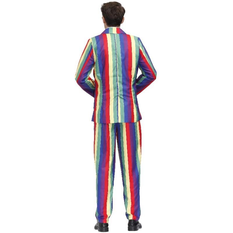 M-XL Herren Retro Disco Gestreift Persönlichkeit Feiertagsparty Anzug - Regenbogen, Herren Halloween Kostüm