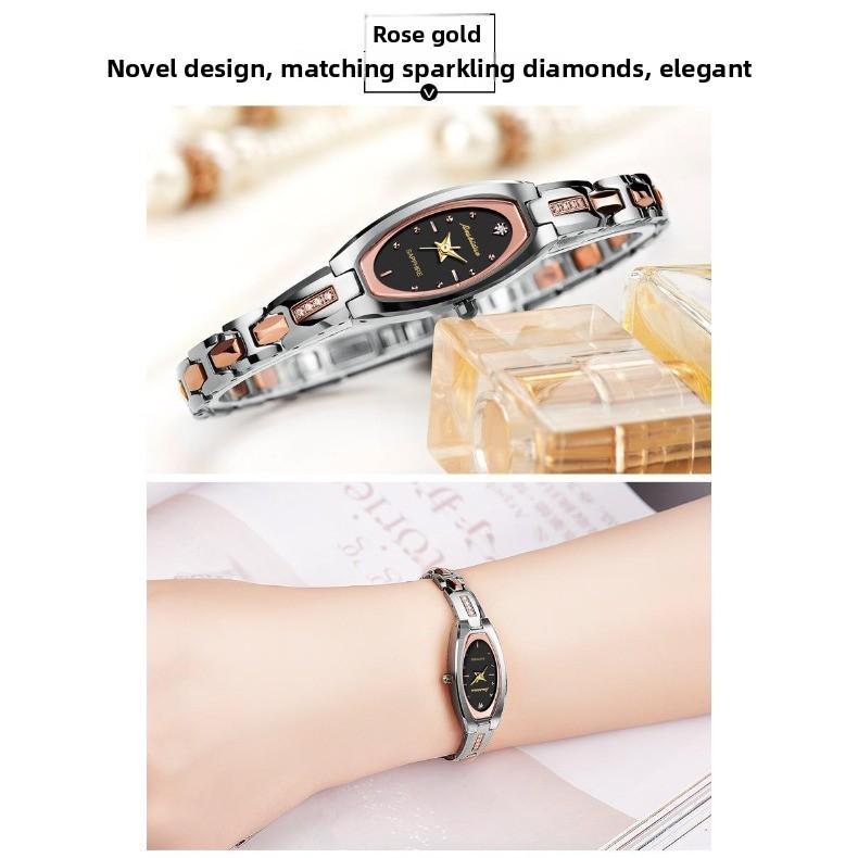 JINSHIDUN Brand Watches, Fashionable Tungsten Steel Thin Quartz Watches, Waterproof Ladies' Watches