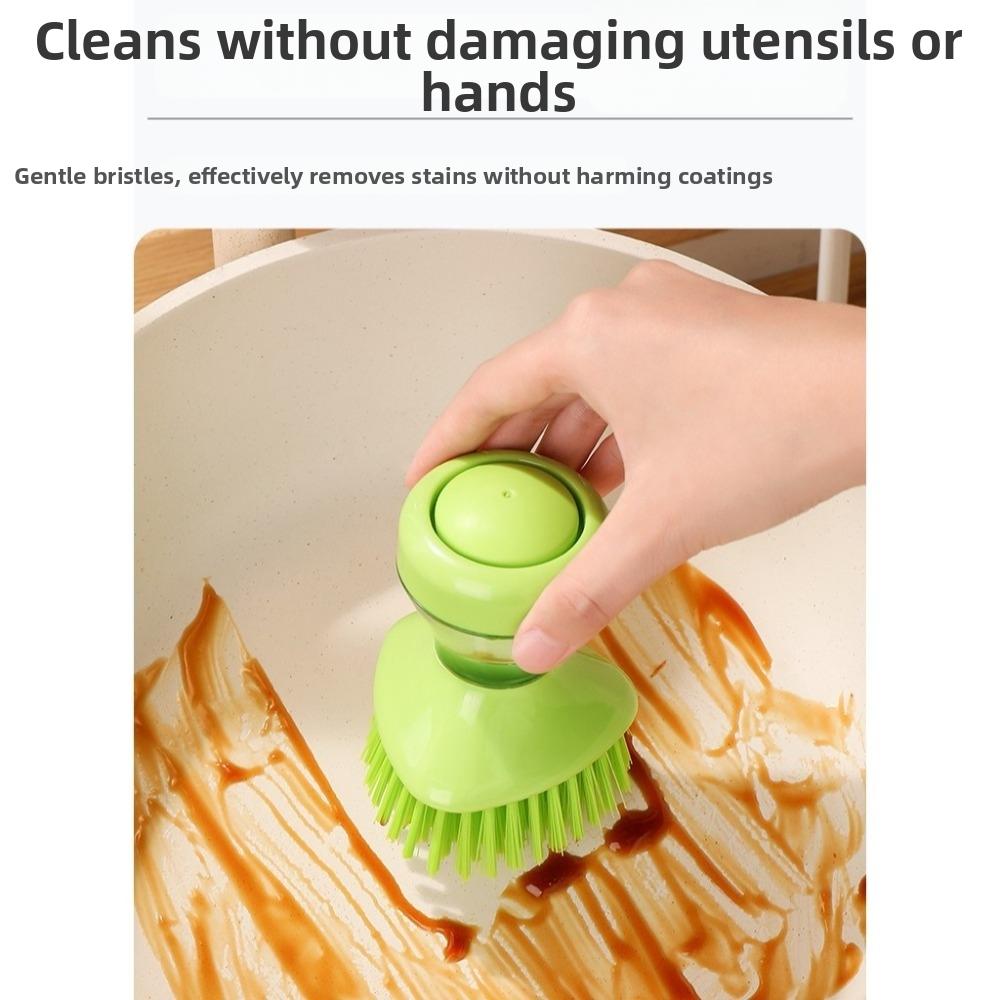 Ergonomic Grip Kitchen Cleaning Brush Round Bristle Head Dishwashing Brush  Cookware Cleaning