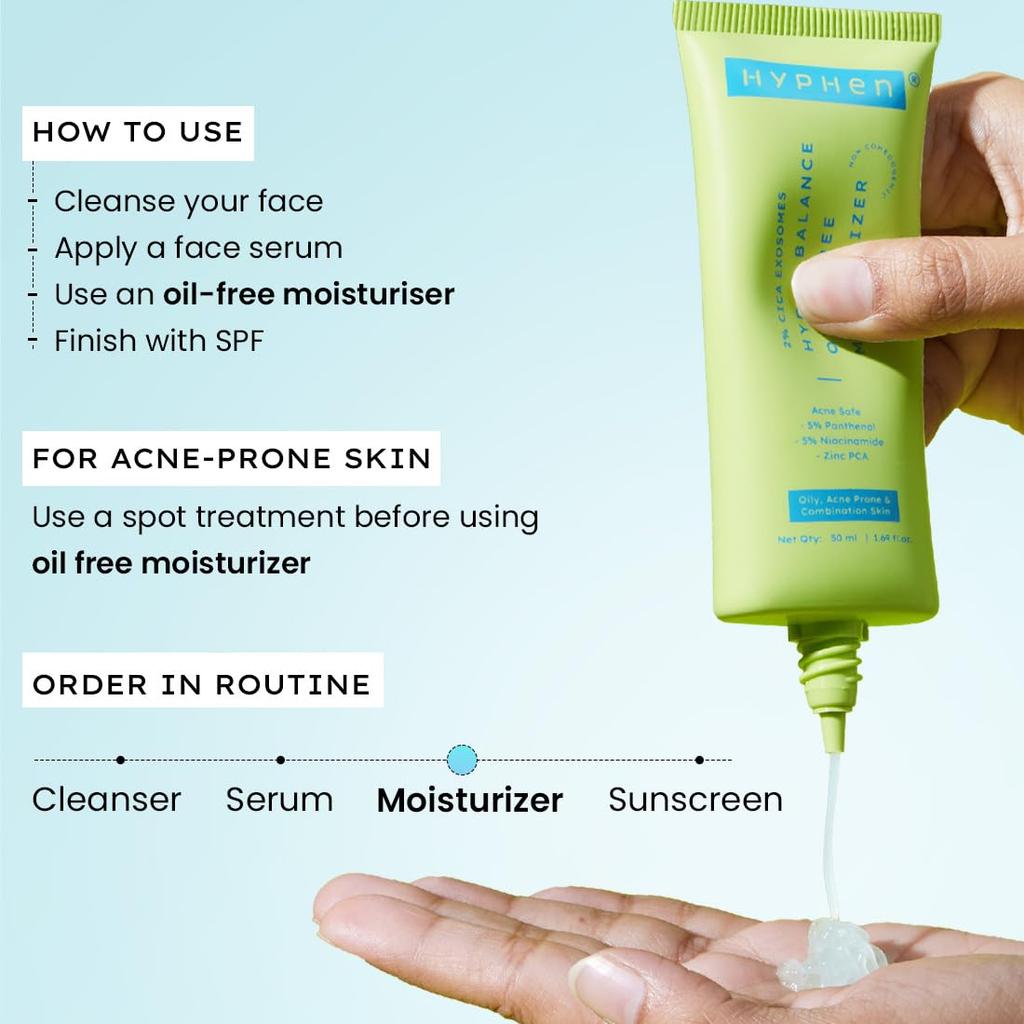 Hyphen 2% Cica Exosomes Oil-Free Moisturizer 50ml | Lightweight Water Gel for Acne-Prone & Oily Skin Hydration