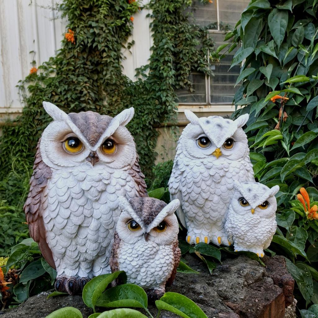 Kunstmatige decoratieve ornamenten voor buitenkorridors, patio's, tuinen en binnenplaatsen, creatieve en schattige uil-moeder-en-kind decoraties