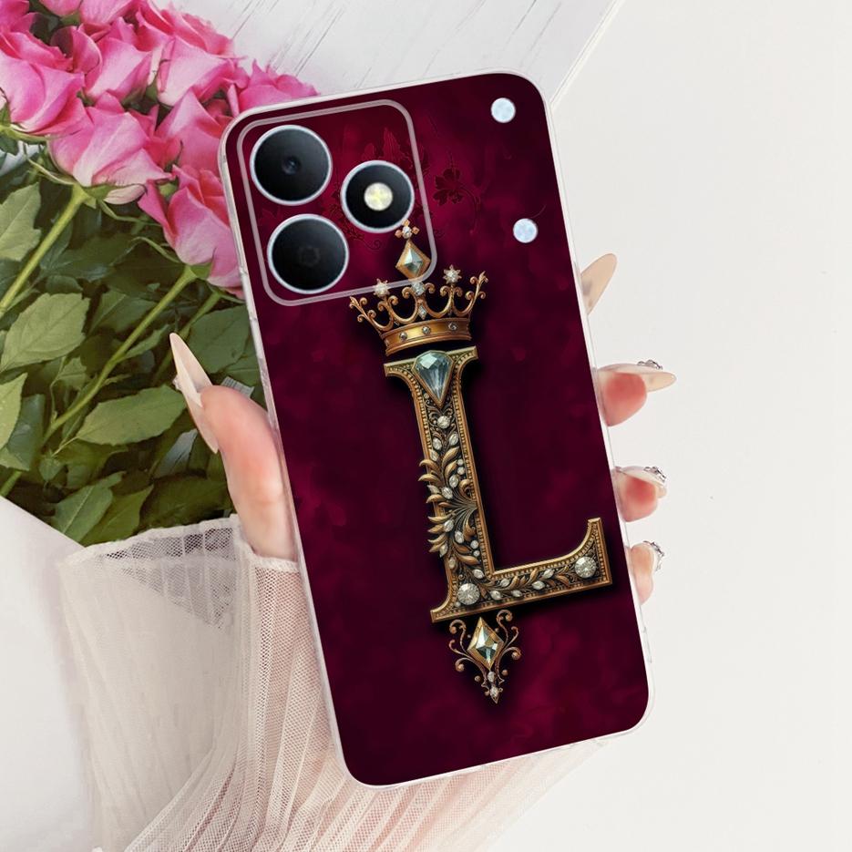 Für Realme Note 80 Hülle RMX5388 Niedliche Krone Buchstaben Abdeckung 6,74'' Weiche Dünne Handyhülle Für Realme Note 80 Note80 Rückseite Hüllen