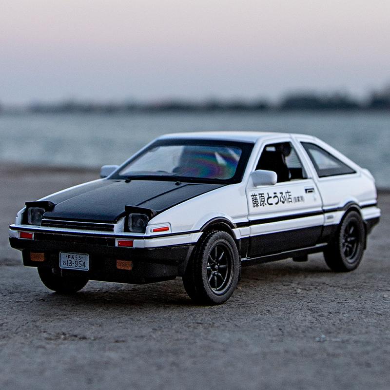 1:32 Ae86 Metalllegierung Spielzeugauto Diecasts Fahrzeuge Dekoration Modell Miniaturmaßstab Sammeln Geschenk Kinder Junge Rückzieher Geräusch Licht
