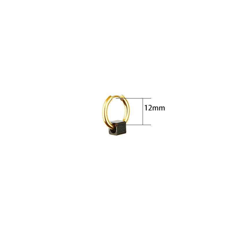 Fashion Square Bead Circle Earrings Stainless Steel Punk Hiphop Geometric Stud Ear Jewelry Party Gifts For Women Men