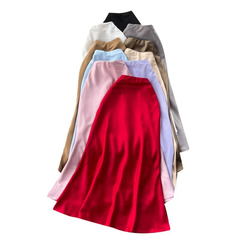 Fashion Adult Lady like Woman Classy Mid Length Long Length Mermaid Dress Satin