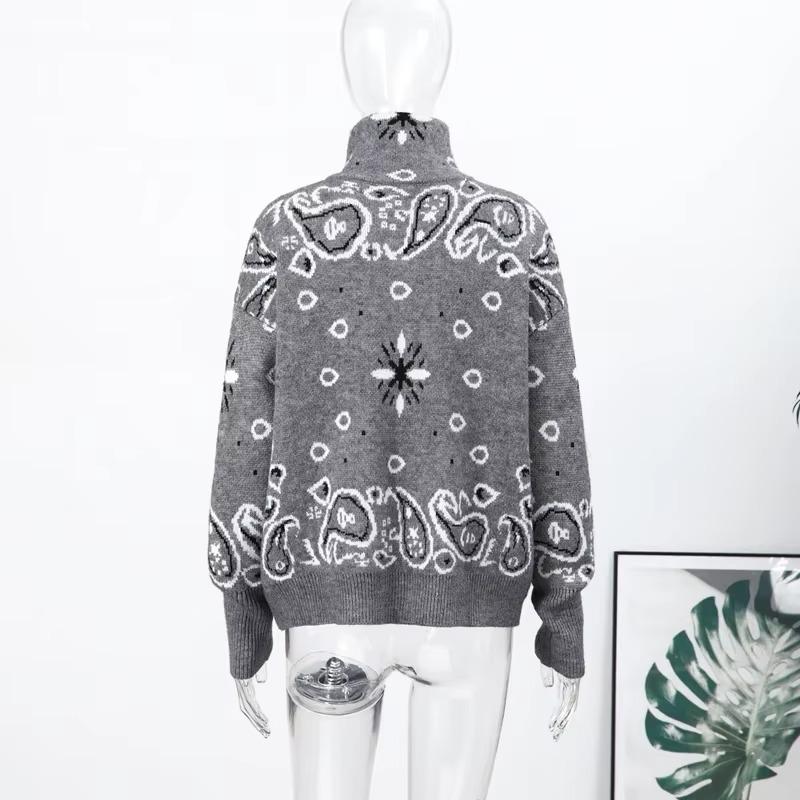 Lässiger Cardigan Damen Locker Stehkragen Reißverschlusstaschen All-Match Pullover Frühling Dicke Warme Strickware