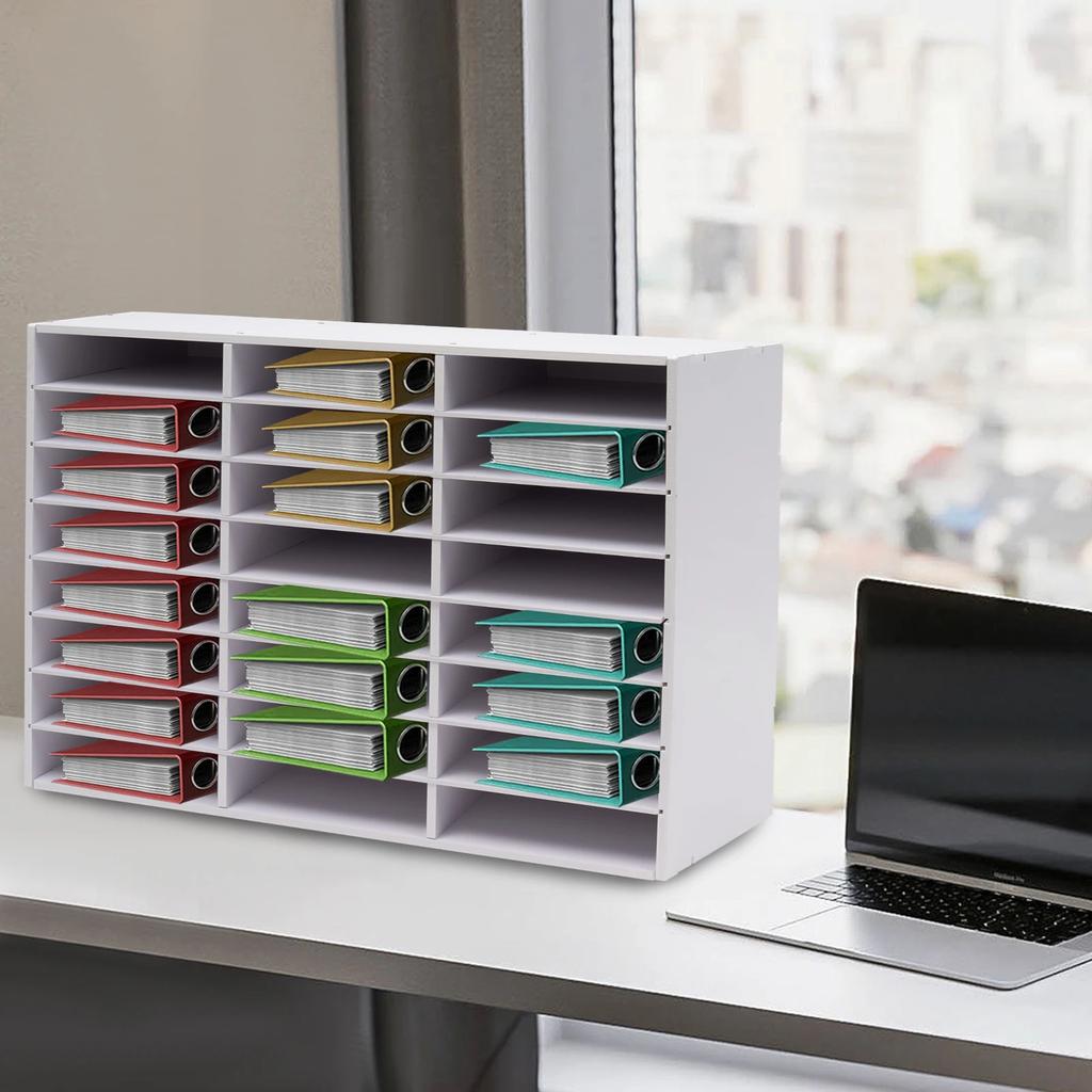 24-slot mail organizer, paper sorting rack, suitable for classroom cubbyholes, office, home, and school use (white)
