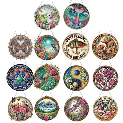 Pendentif Suspendu Peinture Diamant 5D Bricolage Points Peinture Diamant Pendentif Strass Art Diamant Pendentifs de Fenêtre pour Décoration de Fenêtre