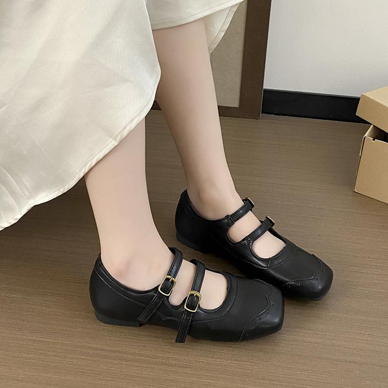 Retro Brown Square Head Mary Jane Shoes Ballet Shoes Women's 2025 New Korean Version French Light Mouth Single Shoes Women's Shoes