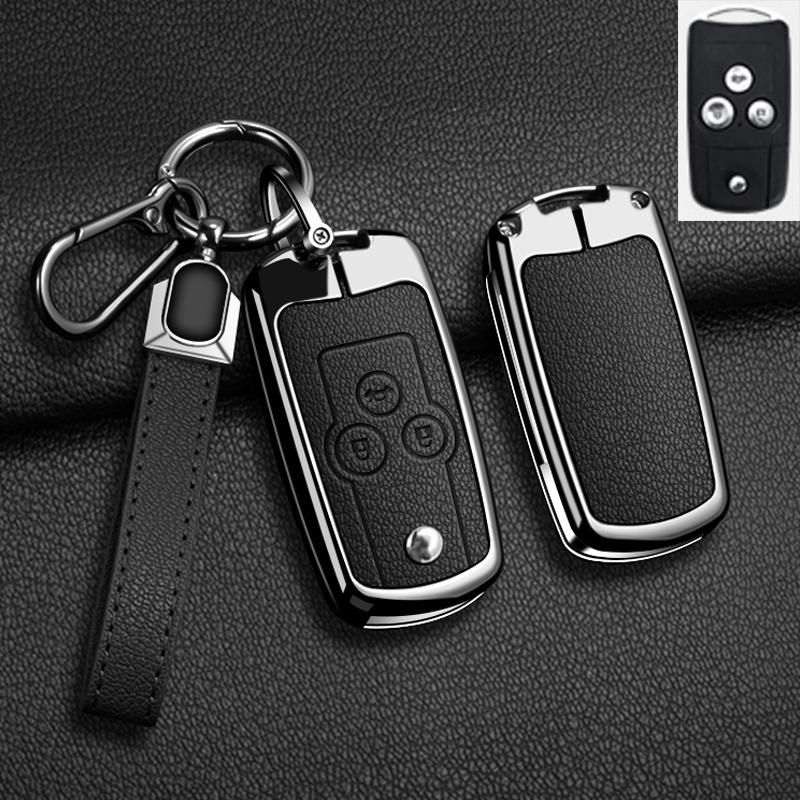 Pouzdro na klíč s překlopným krytem pro Honda Civic Fit Accord CRV HRV Jazz Odyssey pro Acura TL TSX ZDX RSX CRZ Zinková slitina Kožený přívěsek na klíče