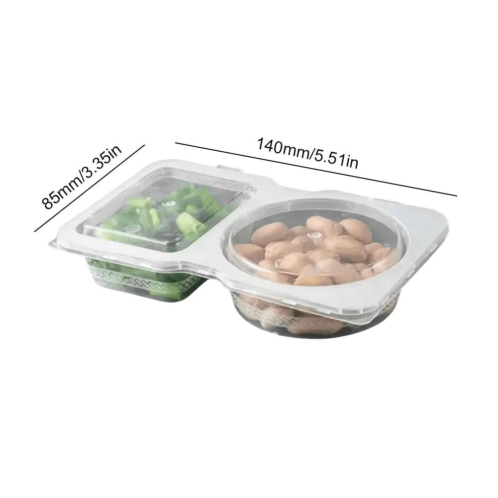 Double Compartment Transparent Dressing Containers Reusable Stackable Storage Snack Containers Disposable for Home School