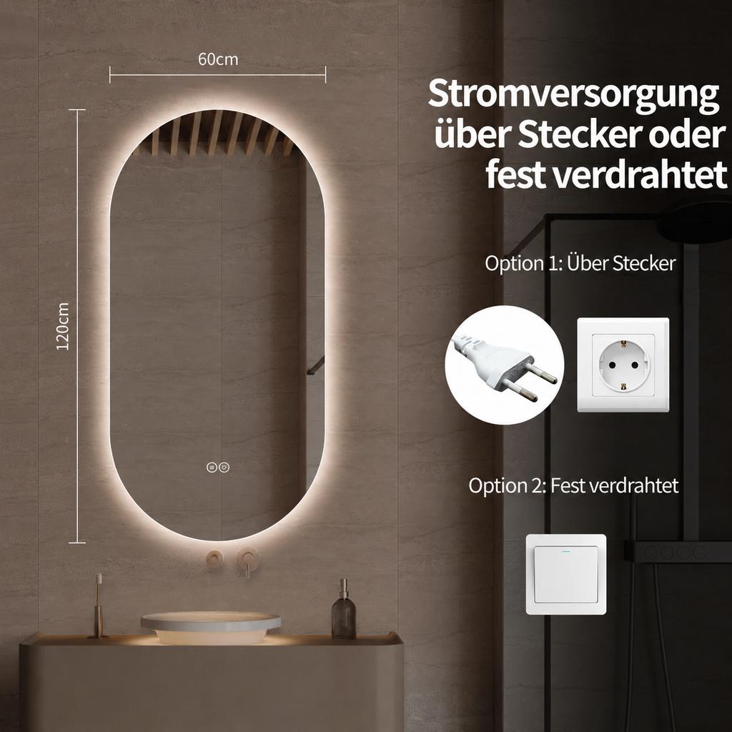 60*120cm Smart Wall Mounted LED Touch Screen Anti-fog Mirror Bathroom Mirror, Barber Shop Mirror