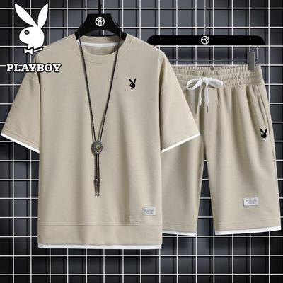Men's Summer Casual Short-Sleeve Top & Capri Set