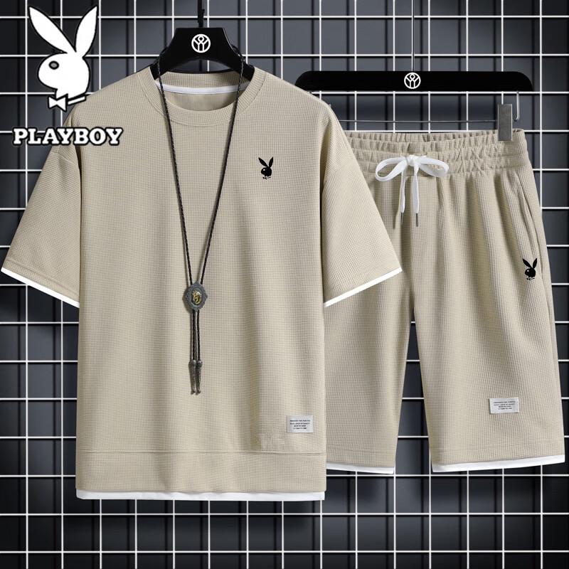 

PLAYBOY Мужской летний повседневный комплект с коротким рукавом и шортами XL