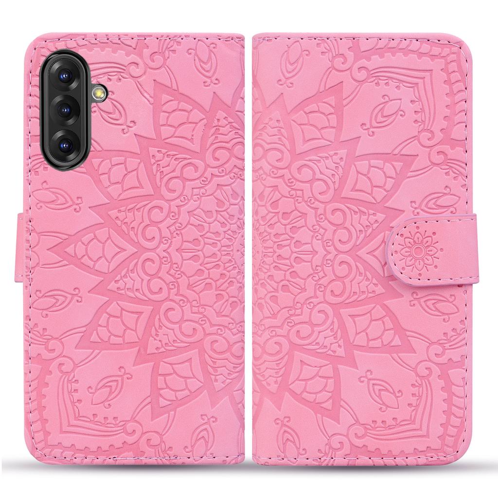 For Samsung Galaxy A36 5G Case PU Leather Wallet Flip Phone Cover Flower Imprinted