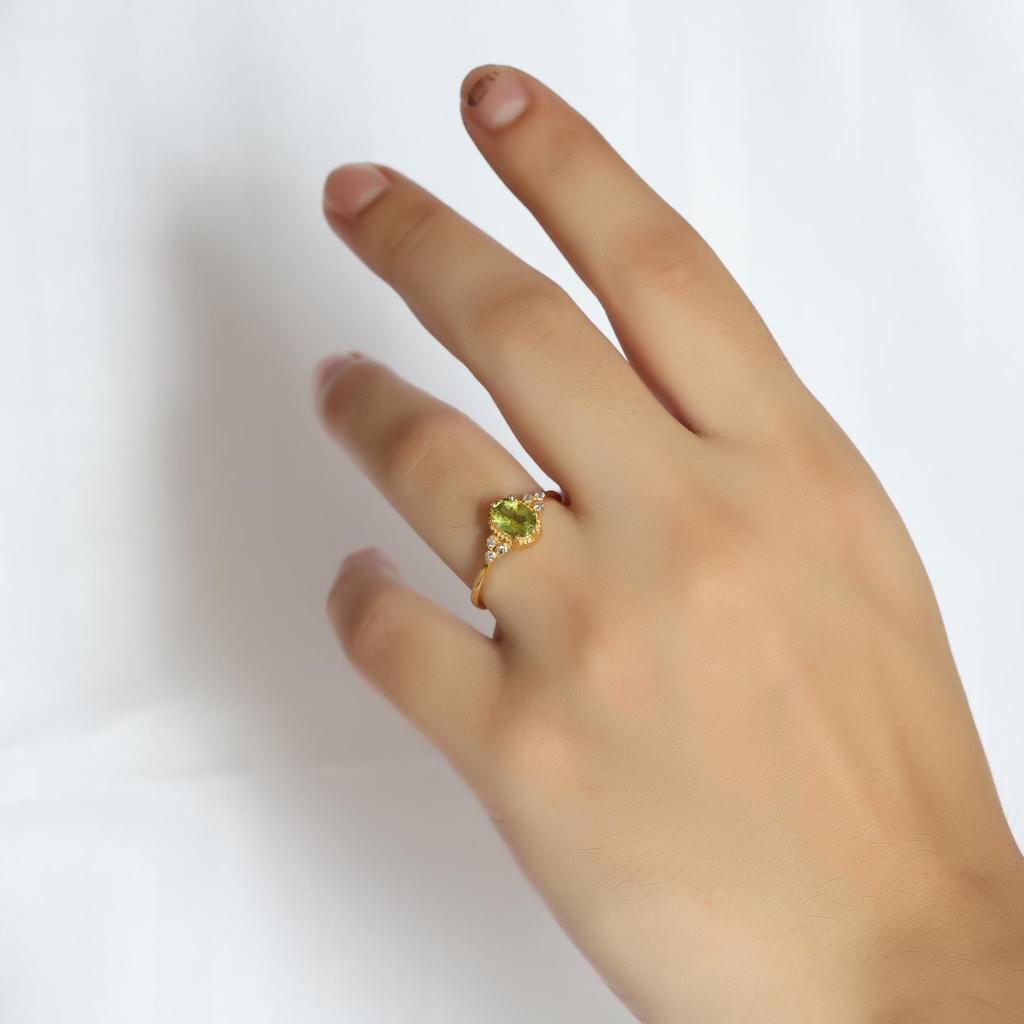 Peridot Ring, Birthstone Jewelry, 925 Sterling Silver, Gift For Her, Delicate Women Jewelry, Gold Plated Ring