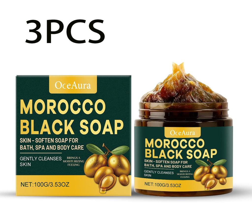 Marokkanische Schwarze Seife Akne Entfernung Reinigt Tief Peelt Spendet Feuchtigkeit Glättet die Haut Entfernt Tote Haut Verbessert Stumpfe Bade Seife