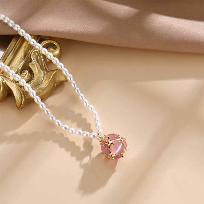 Natural Freshwater Pearl Necklace Women'S High Sense Versatile Temperament Opal Pendant Collarbone Chain