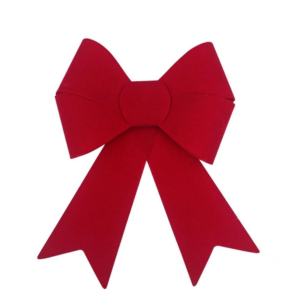 New Flocking Christmas Tree Bowknot Topper Red DIY Xmas Tree Ornament 28*43cm Red Bow Decor Christmas Tree