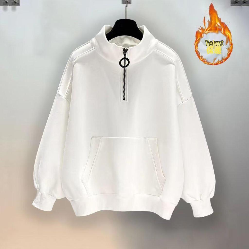Men's Casual Half-Zip Hoodie & Sweatpants Set - Autumn/Winter Fashion with Plus Velvet
