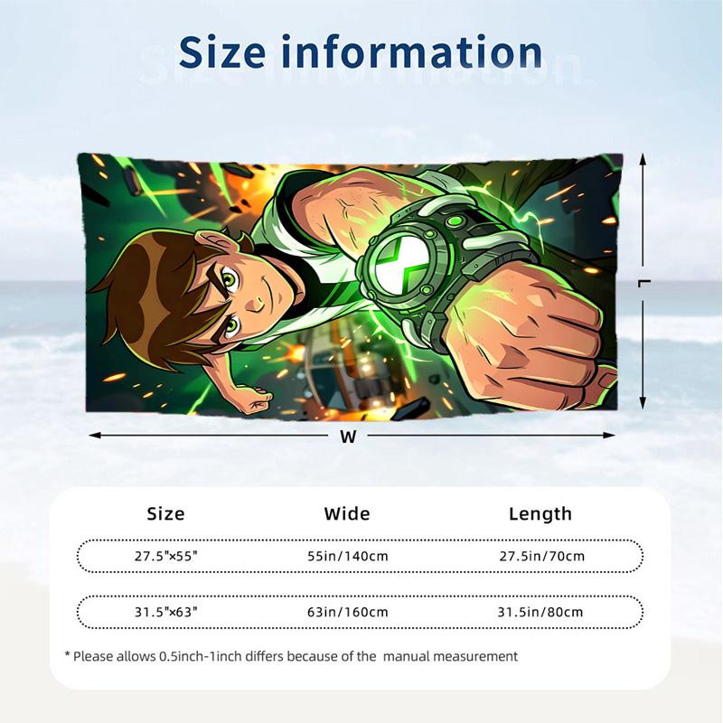 Ben 10 (1) Theme Beach Towel Sand Resistant Soft And Comfortable Suitable For The Pool Camping Yoga And Diving A Travel