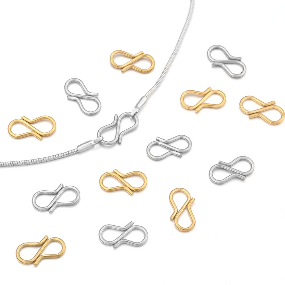 30Pcs Stainless Steel Letter S End Clasps Hooks 7X13mm Bracelet Necklace Chain Connectors Buckle For Jewelry Making Accessories