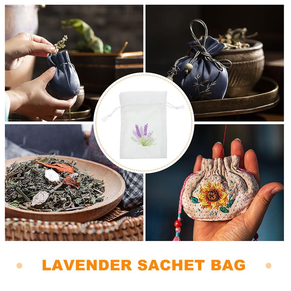 Empty Lavender Pattern Fabric Sachet Bag Drawstring Closure for Dried Herbs Closets Drawers Suitcases Wedding Favor Pouches