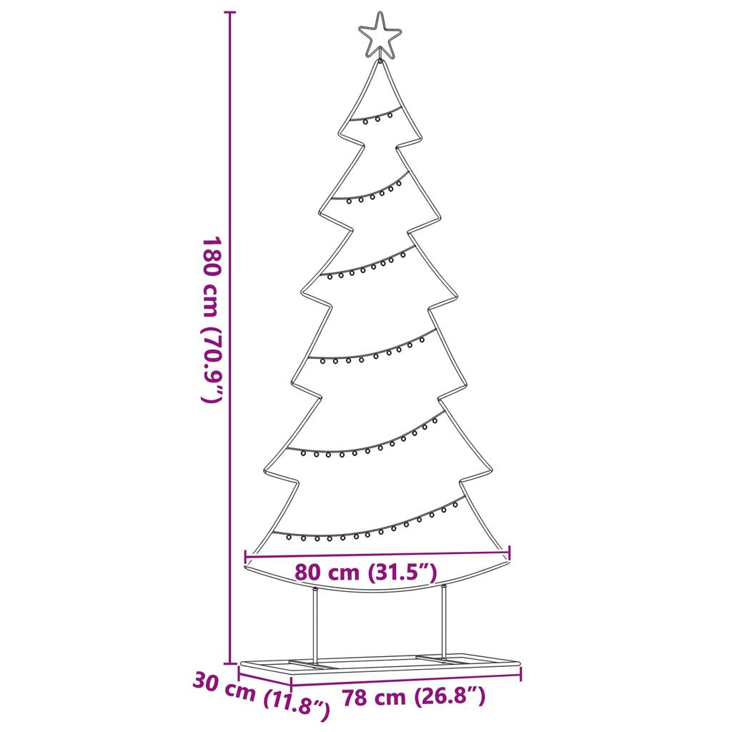 Metal Christmas Tree Black 180 cm Steel