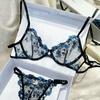 French floral embroidered underwear women's big breasts show small sexy transparent steel ring upper support anti-sagging bra cover